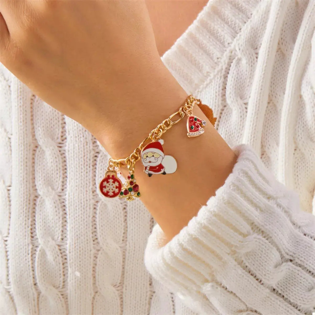 Christmas 18K Gold-Plated Charm Bracelet by Trendsi