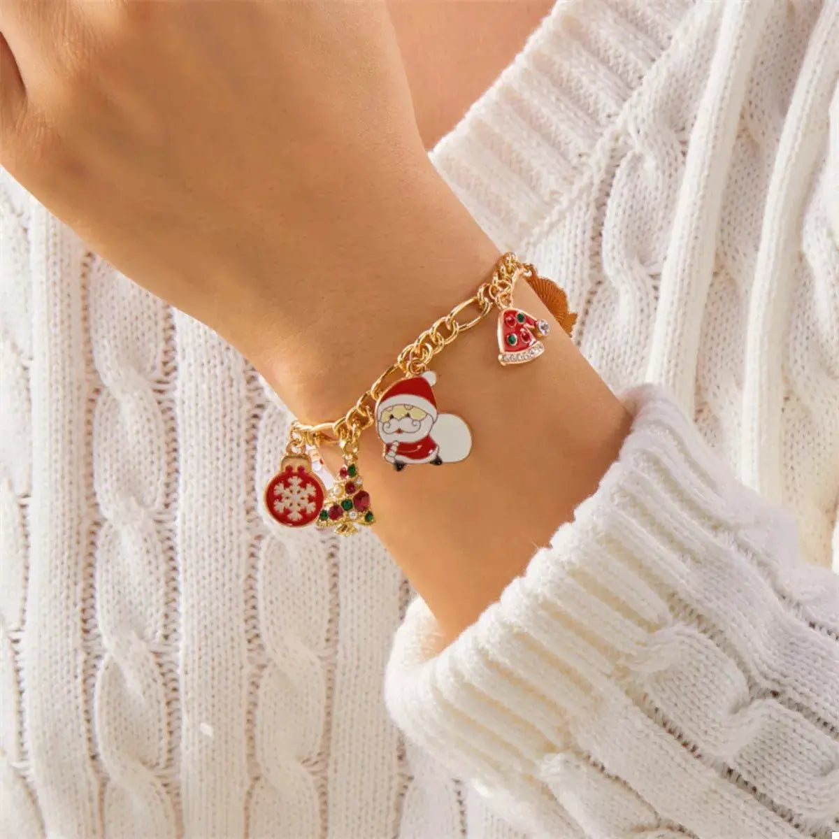 Christmas 18K Gold-Plated Charm Bracelet by Trendsi