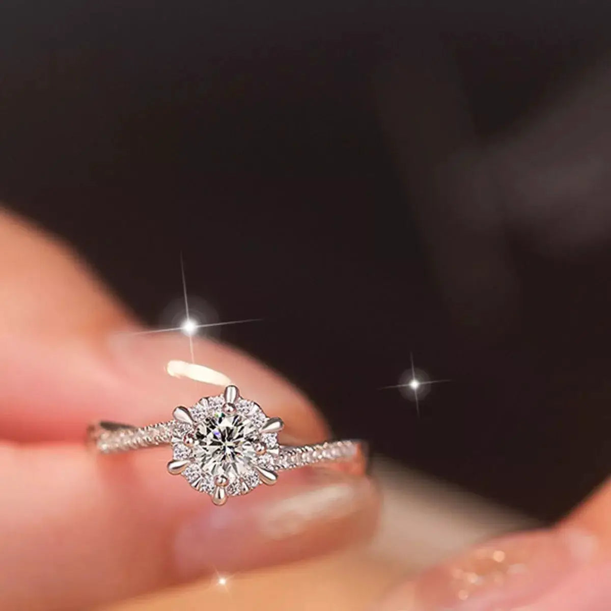 2 Piece Moissanite 925 Sterling Silver Ring by Trendsi
