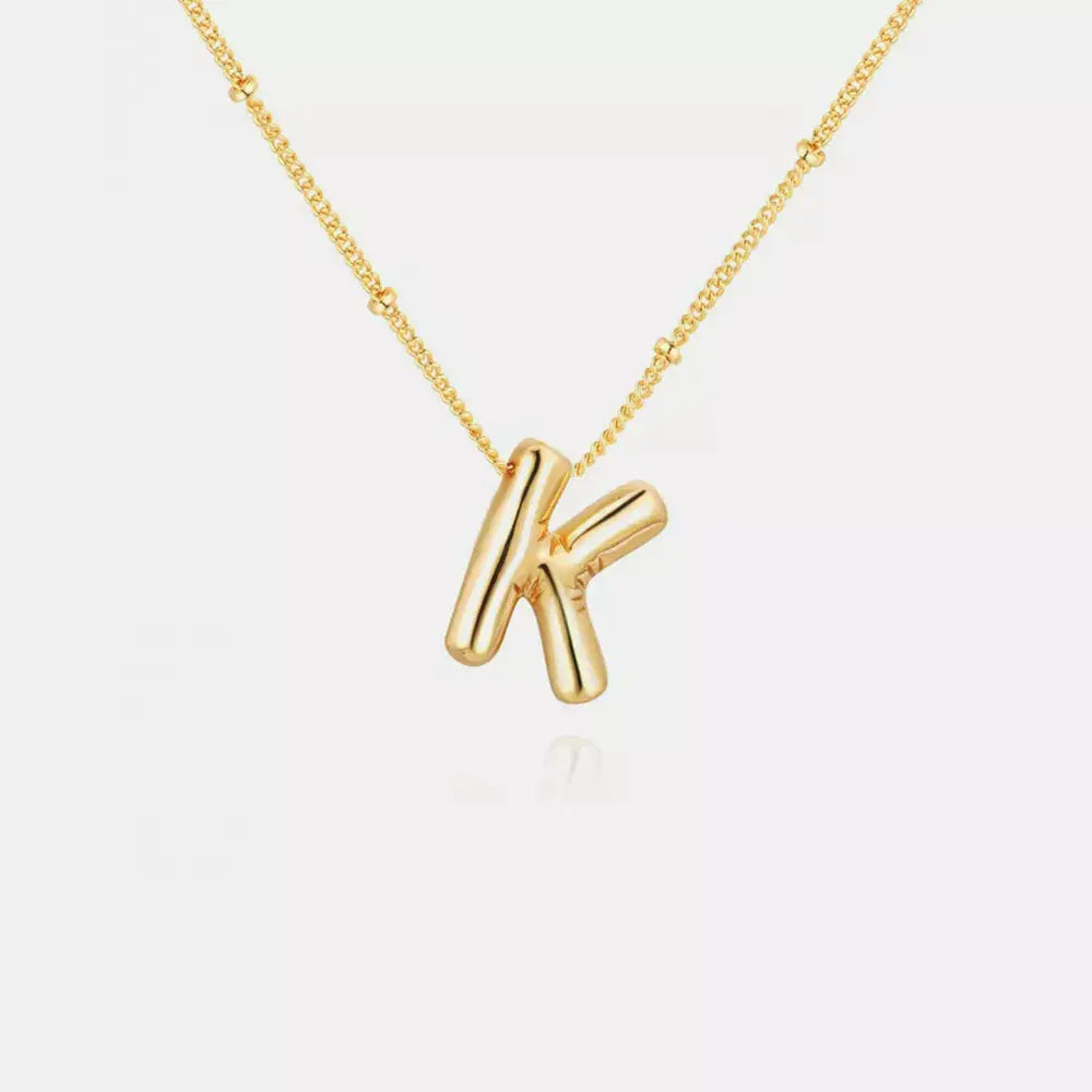 Gold-Plated Bubble Initial Necklace by Trendsi