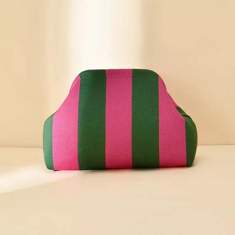 Striped Portable Clutch by Trendsi