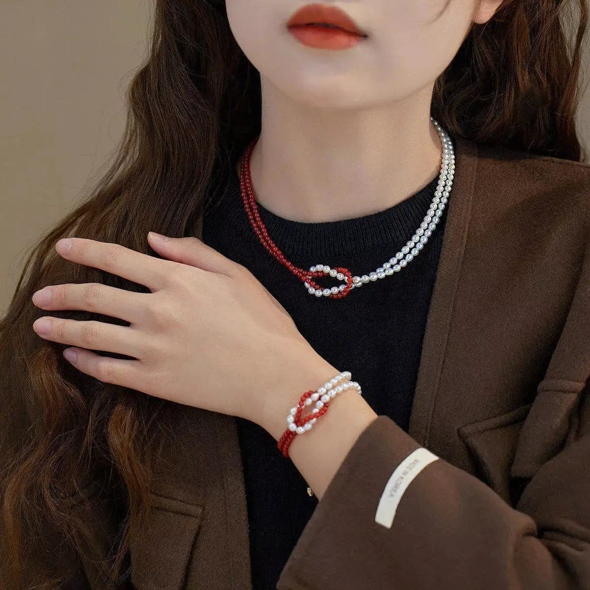 Double Layered Knot Necklace by Trendsi