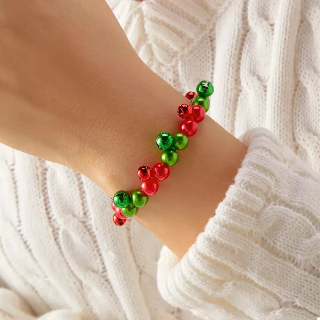 Christmas Holiday Beaded Bell Bracelet by Trendsi