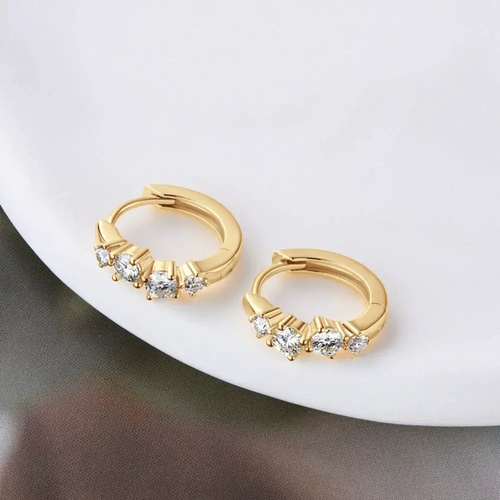 925 Sterling Silver Moissanite Huggie Earrings by Trendsi