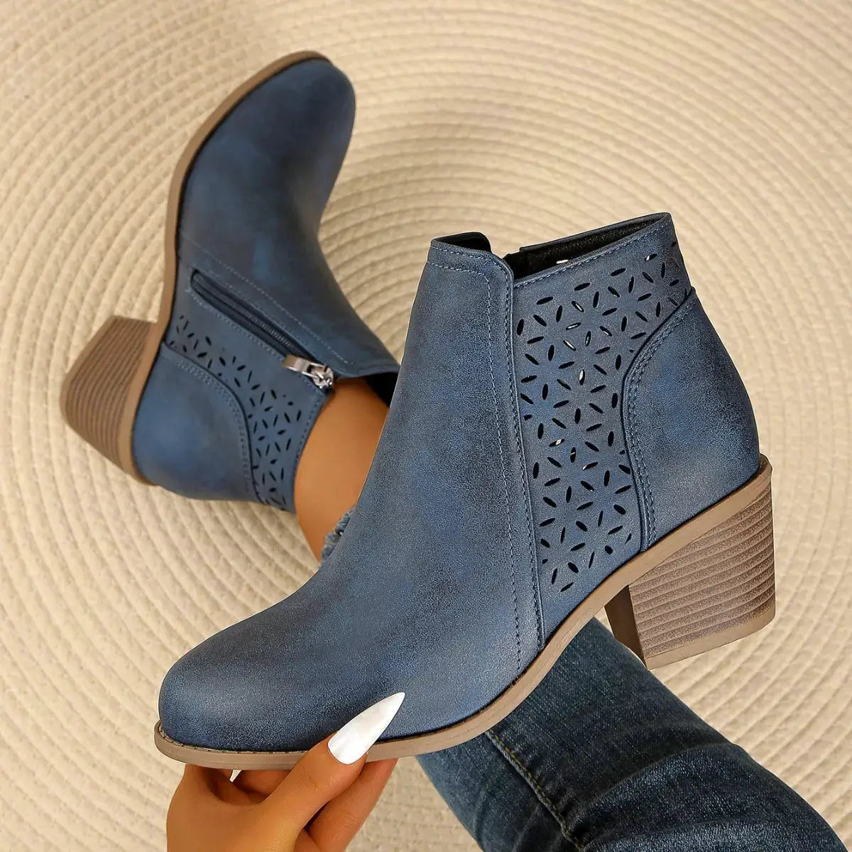 Point Toe Block Heels Boots by Trendsi