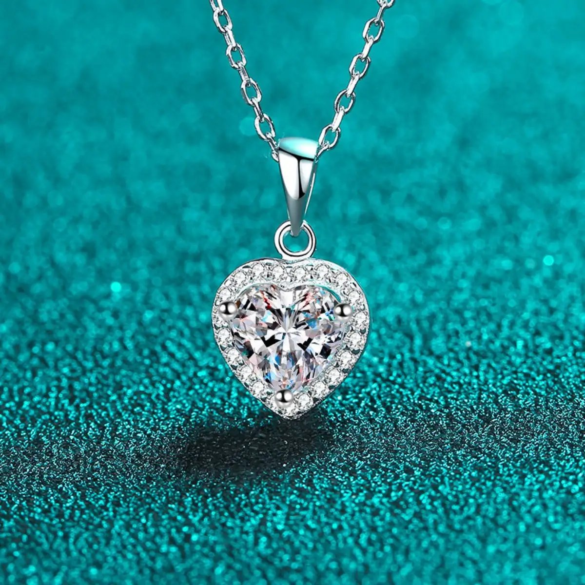 2 Carat Moissanite 925 Sterling Silver Heart Pendant Necklace by Trendsi