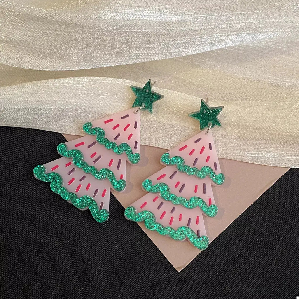 Christmas Tree Dangle Earrings by Trendsi