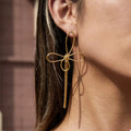 18K Gold-Plated Tassel Bow Earrings by Trendsi