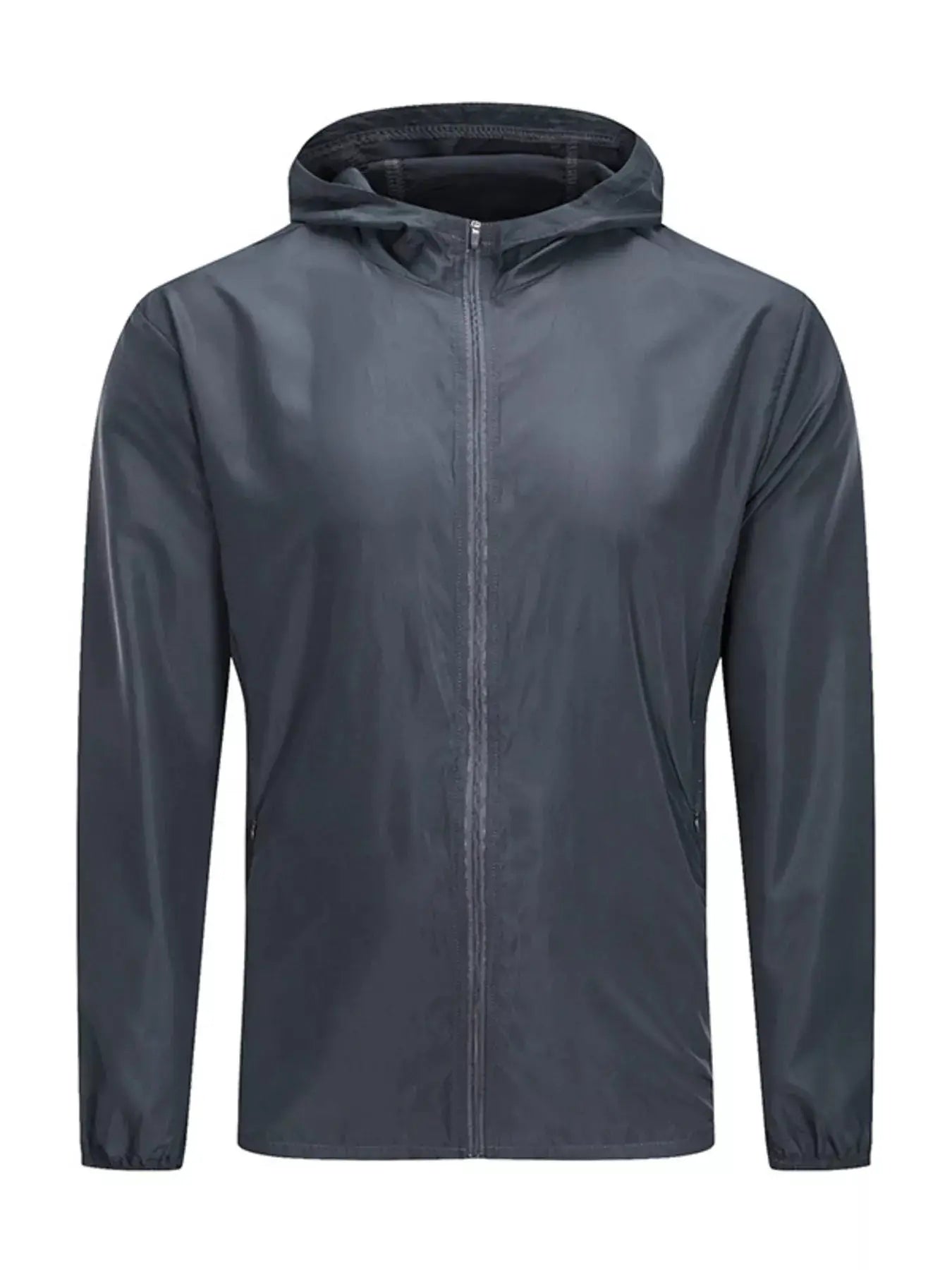 Men's Plus Size Zip Up Long Sleeve Hooded Jacket by Trendsi