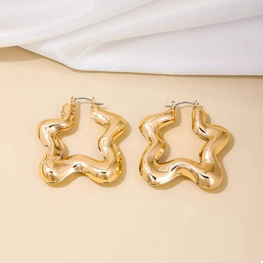 Star Shaped Hoop Earrings by Trendsi