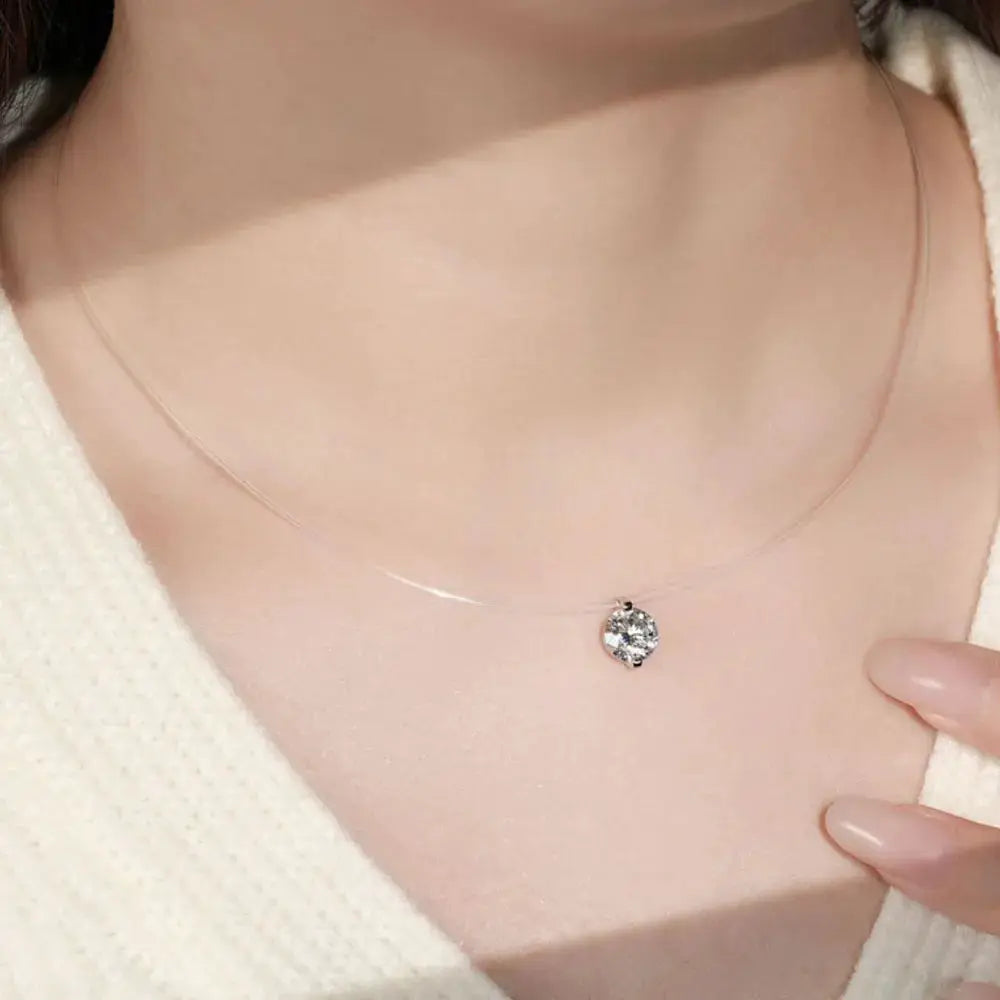 1 Carat Moissanite 925 Sterling Silver Necklace by Trendsi