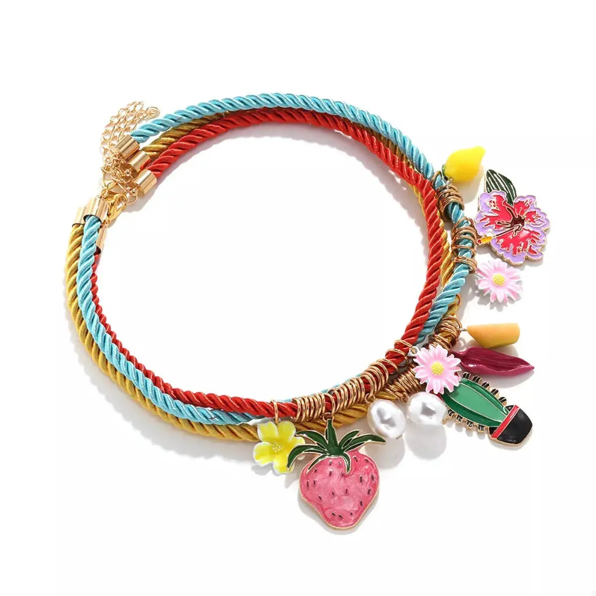 3 Piece Colorful Rope Charm Necklace by Trendsi
