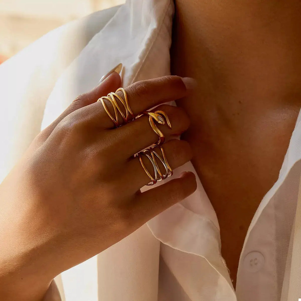Two-Tone Open Ring by Trendsi