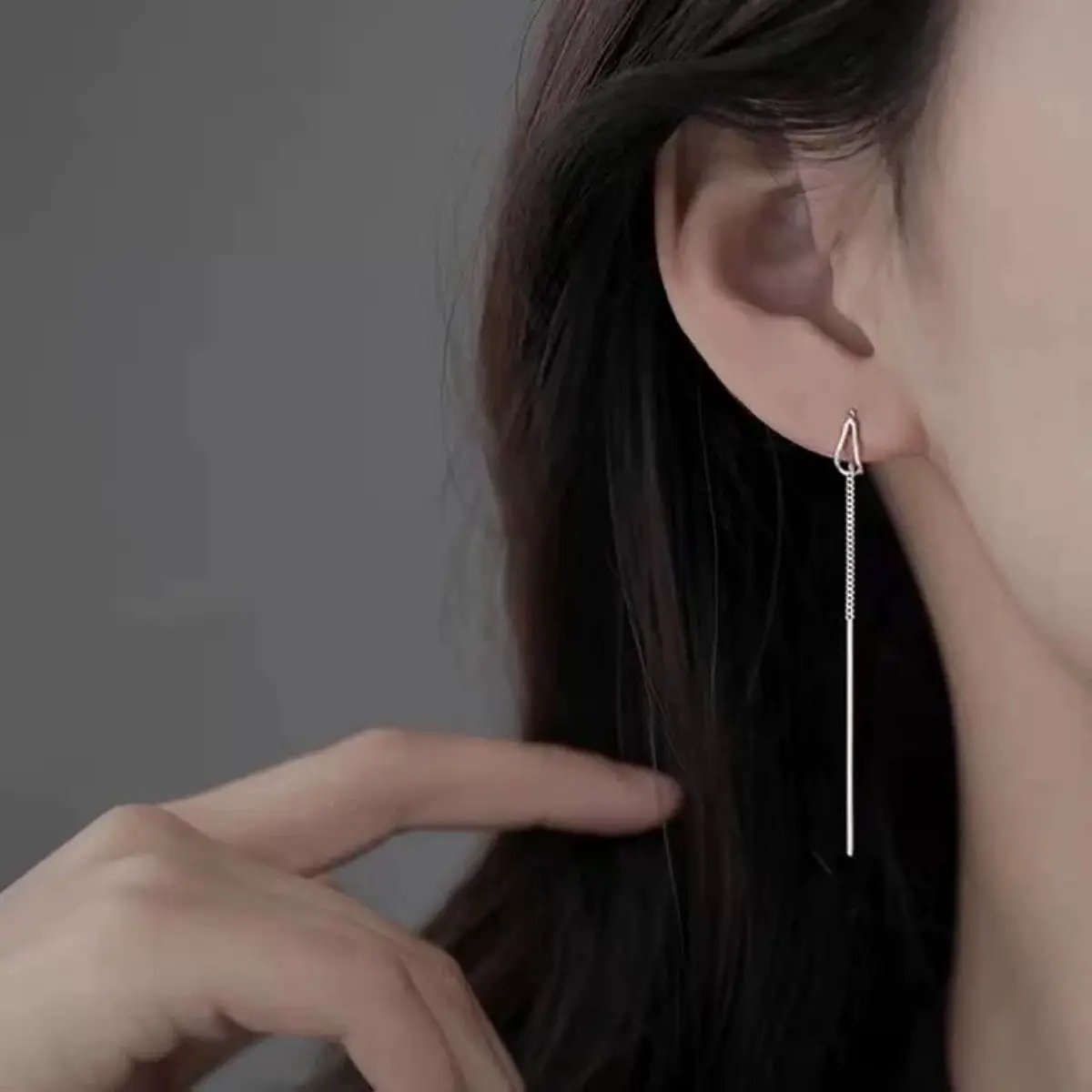 925 Sterling Silver Chain Earrings by Trendsi