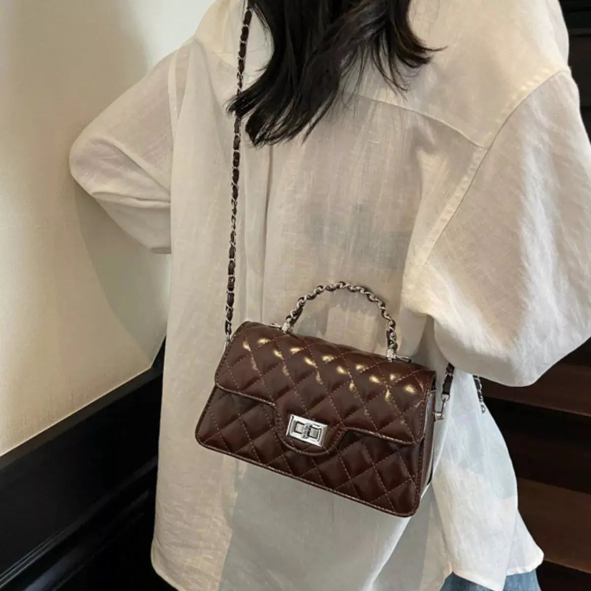 Quilted Flap Crossbody Bag by Trendsi