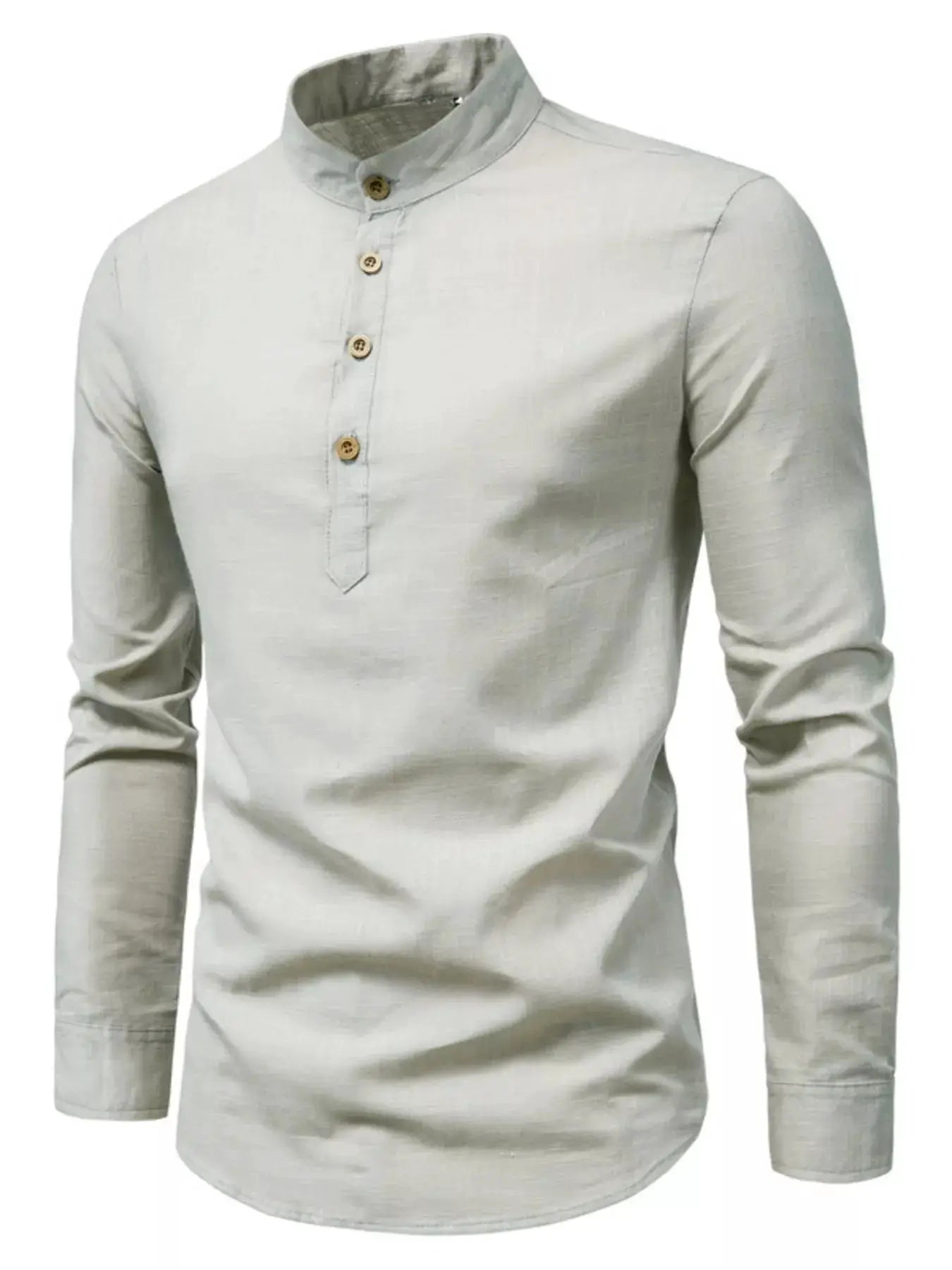 Men's Plus Size Casual Mandarin Collar Button-Up Shirt by Trendsi