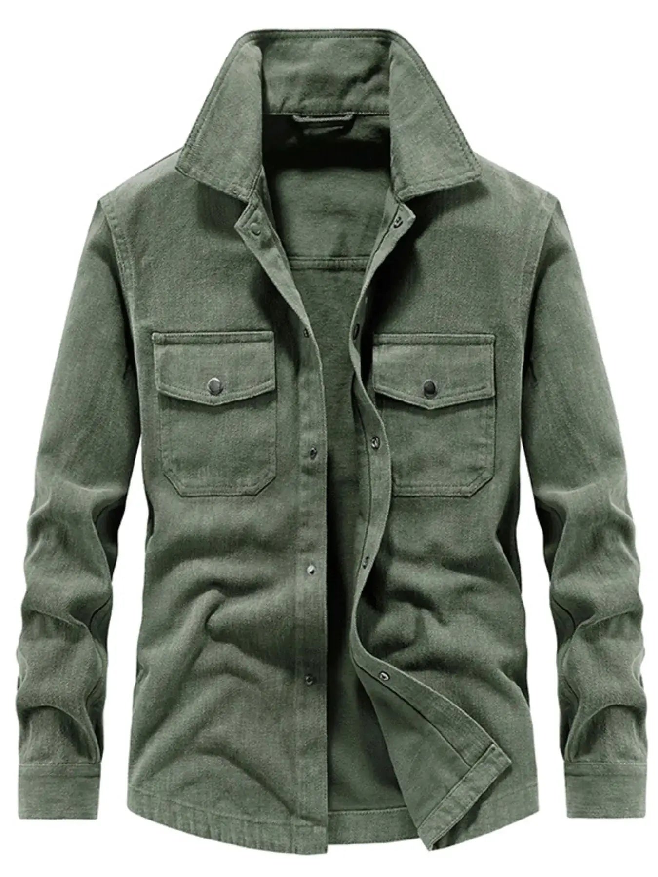 Men's Plus Size Dual Chest Pockets Shacket by Trendsi