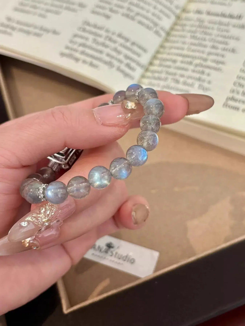 Moonstone Bead Geometric Bracelet by Trendsi