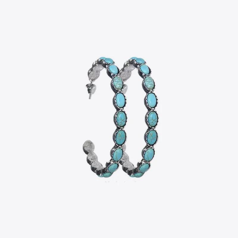 Artificial Turquoise C-Hoop Earrings by Trendsi