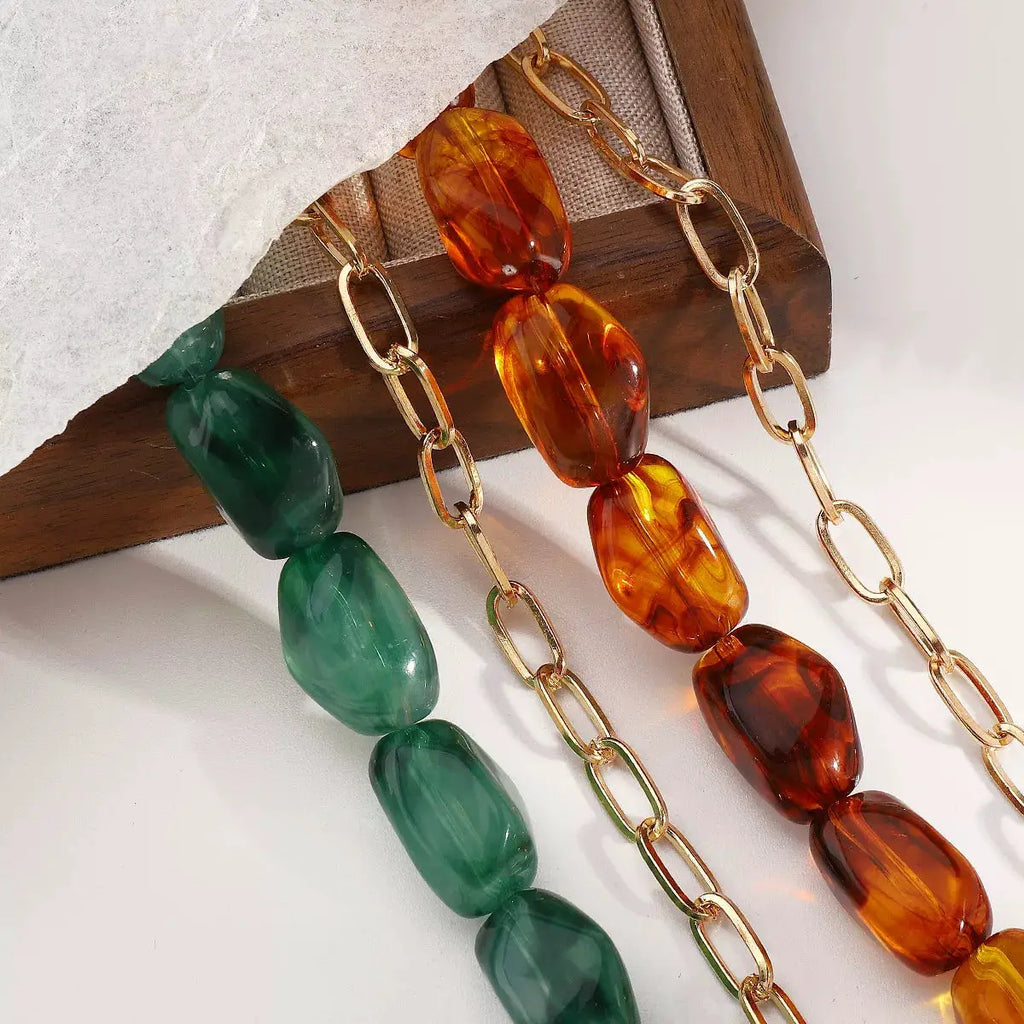 2 Piece Colorful Beaded Chain Necklace by Trendsi