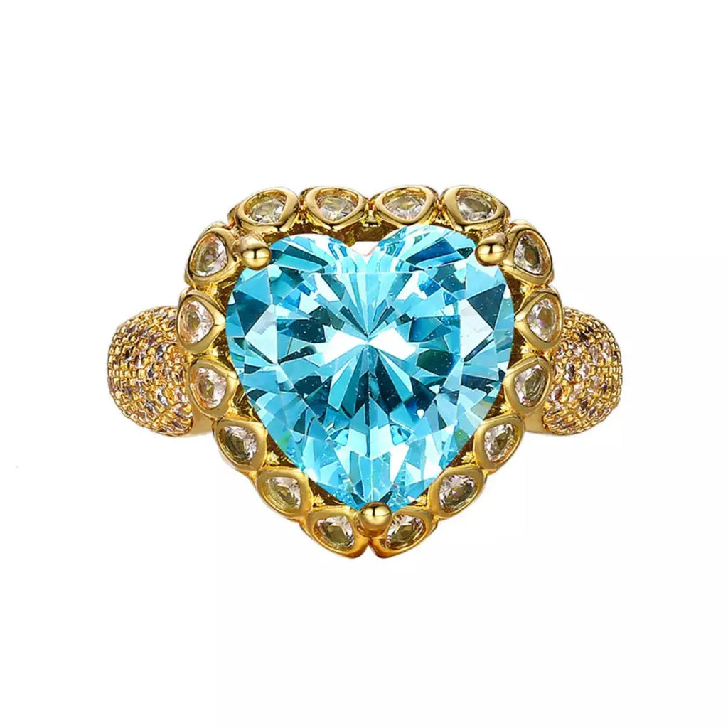 18K Gold-Plated Heart-Shaped Ring by Trendsi