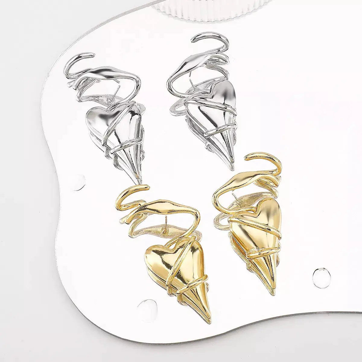 Heart-Shaped Twisted Wire Earrings by Trendsi