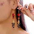 Halloween Skull Beaded Drop Earrings by Trendsi