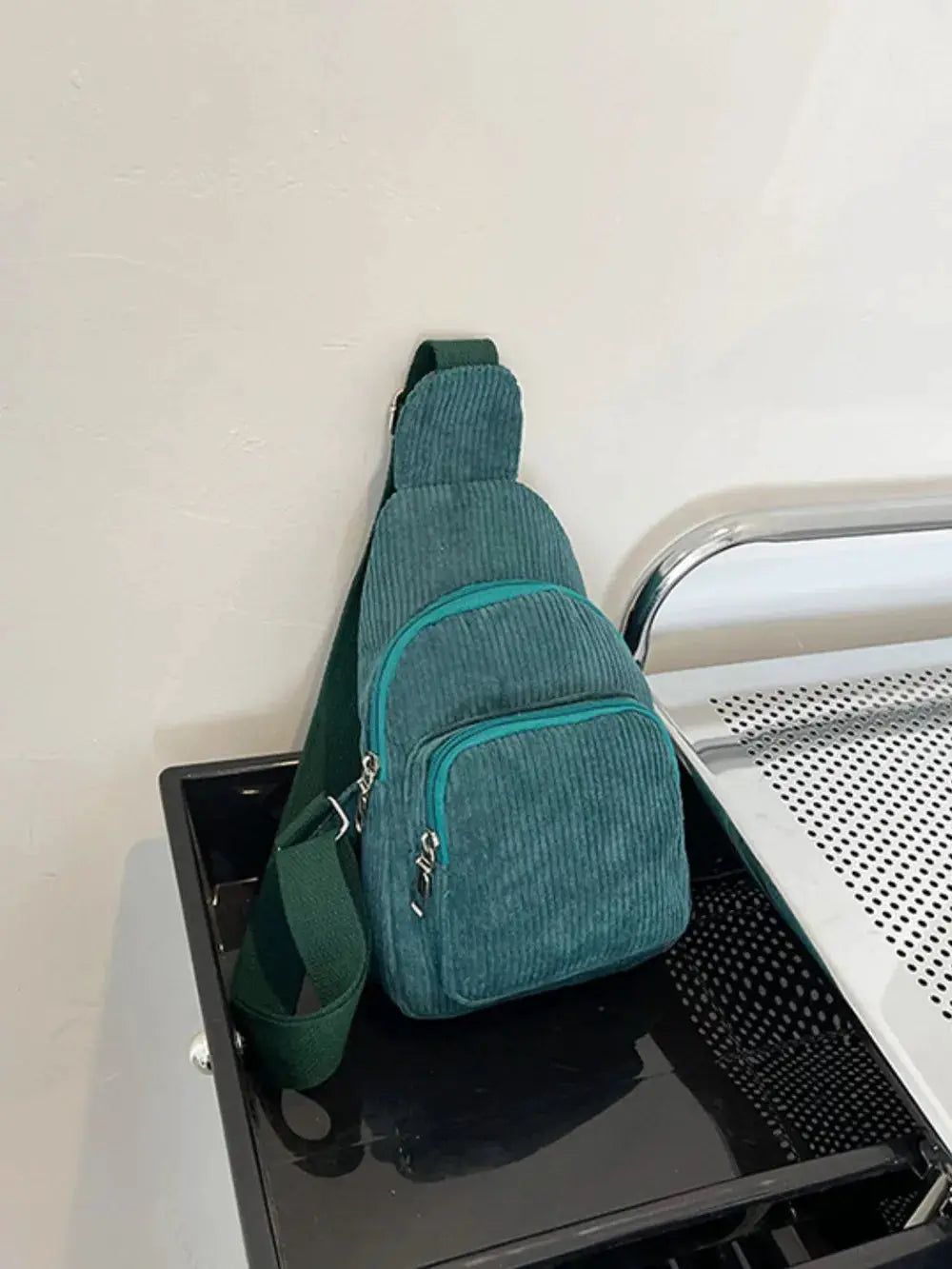 Corduroy Solid Color Crossbody Bag by Trendsi