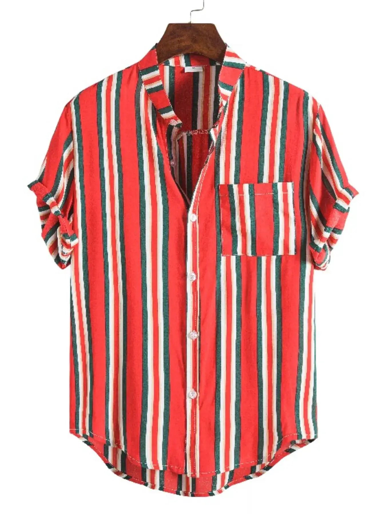 Men's Plus Size Striped Button Up Short Sleeve Shirt by Trendsi