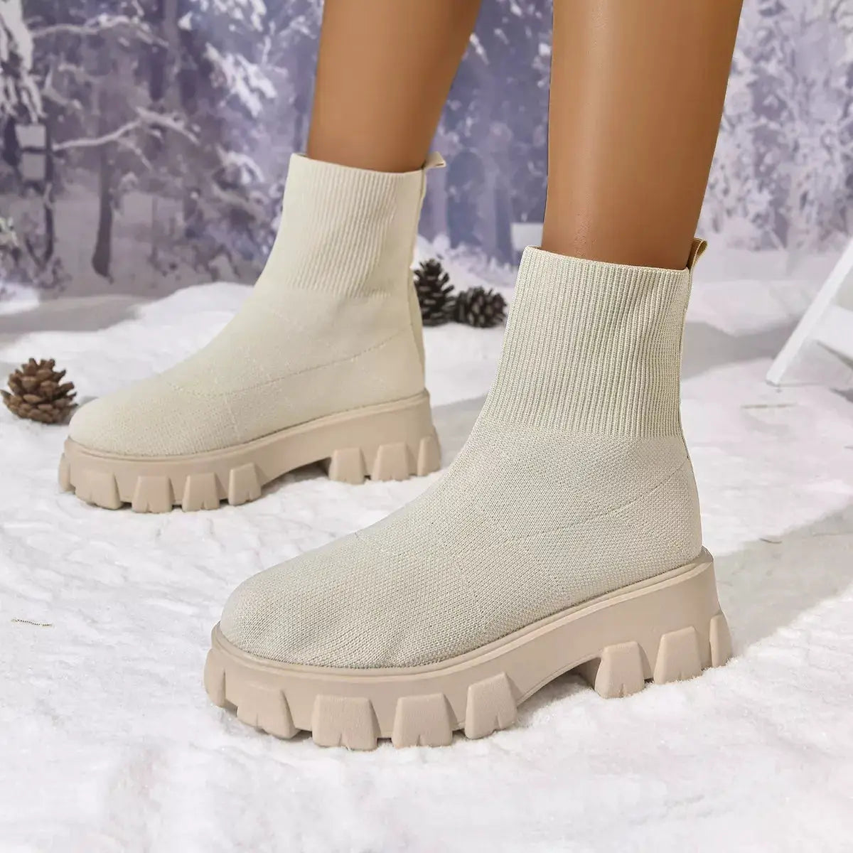Round Toe Block Heels Boots by Trendsi