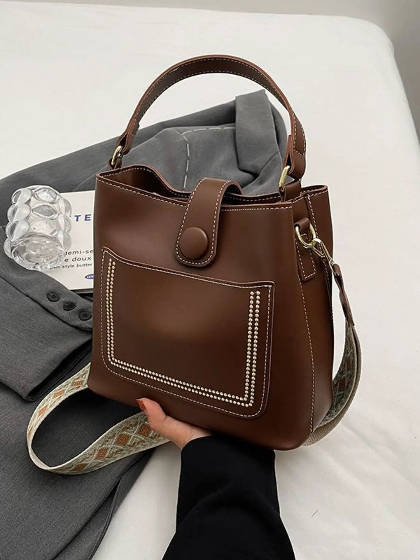 Bucket Crossbody Bag with Wide Strap by Trendsi