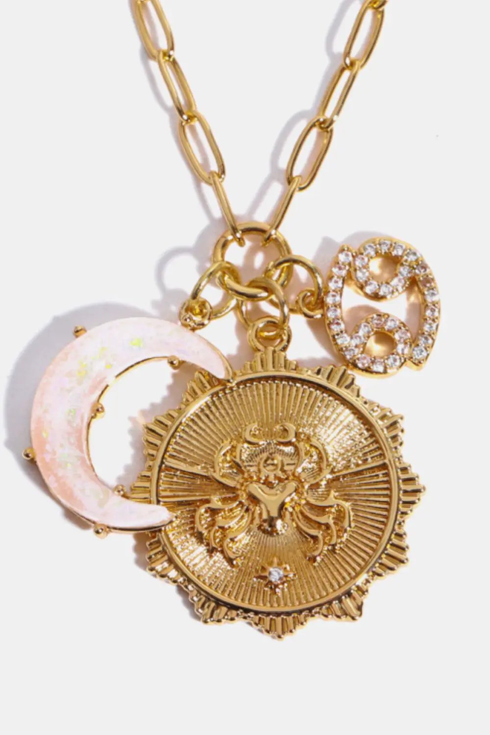 Constellation and Moon Pendant Copper Necklace by Trendsi