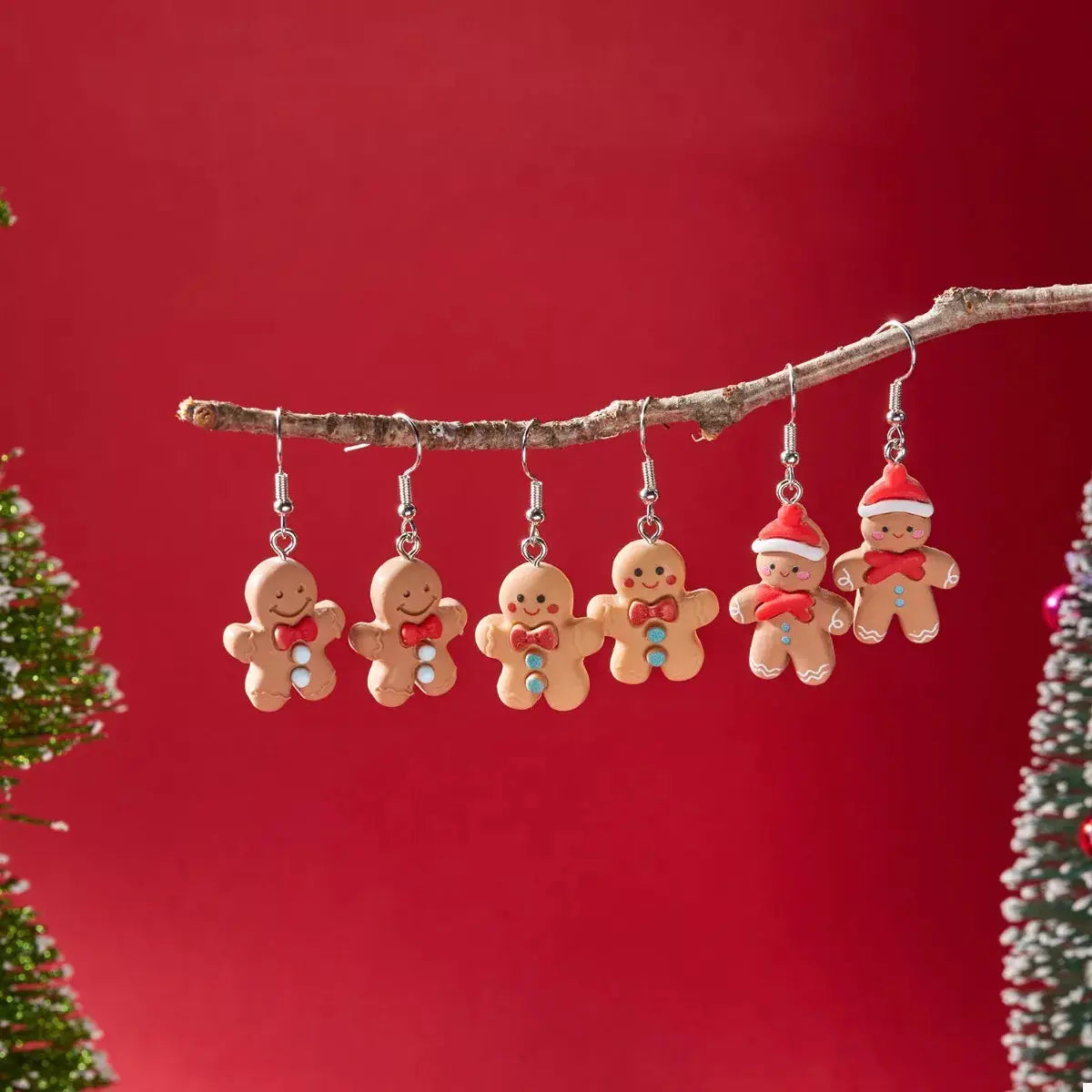 3 Piece Christmas Gingerbread Man Drop Earrings by Trendsi
