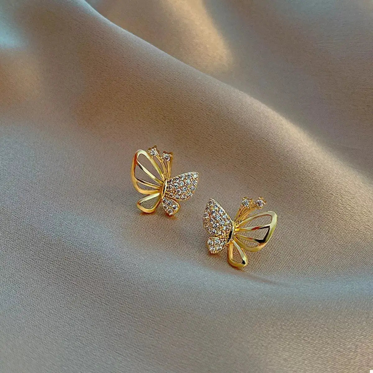 18K Gold-Plated Butterfly Stud Earrings by Trendsi