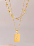 18K Gold-Plated Stainless Steel Double-Layered Necklace by Trendsi