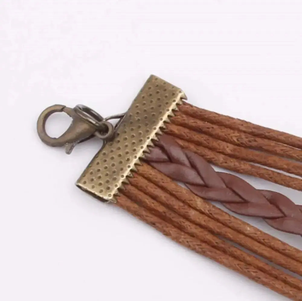 Alloy PU Leather Rope Bracelet by Trendsi