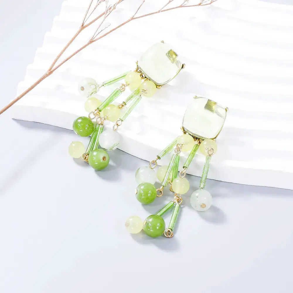 Acrylic Bead Dangle Earrings by Trendsi