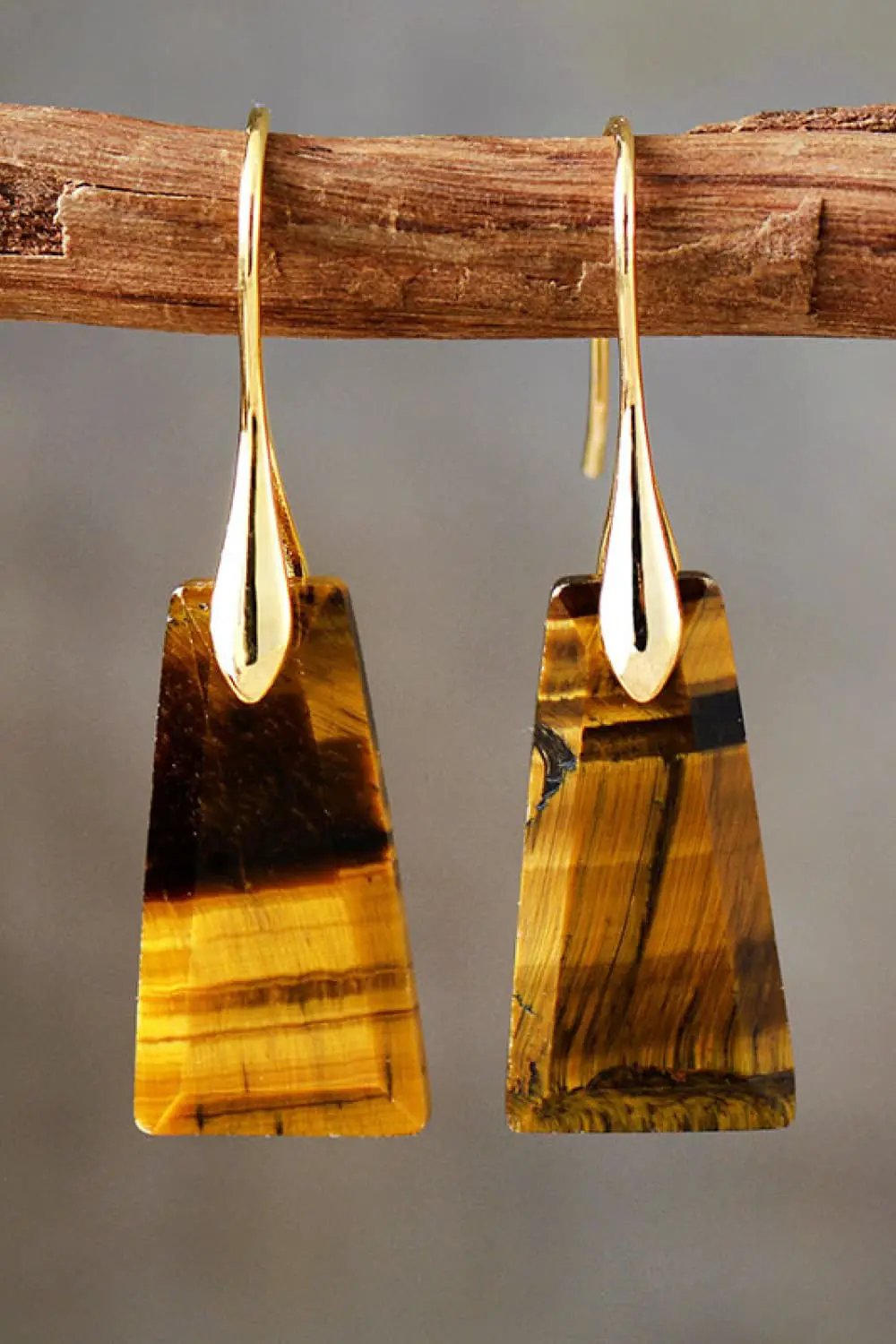Handmade Geometrical Shape Natural Stone Dangle Earrings by Trendsi