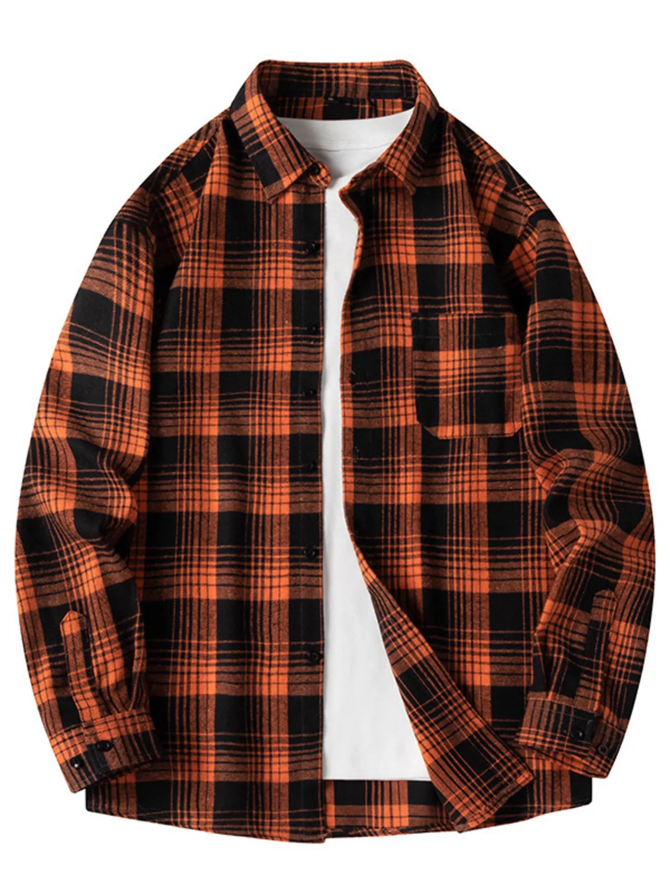 Men's Plus Size Plaid Long Sleeve Shirt by Trendsi