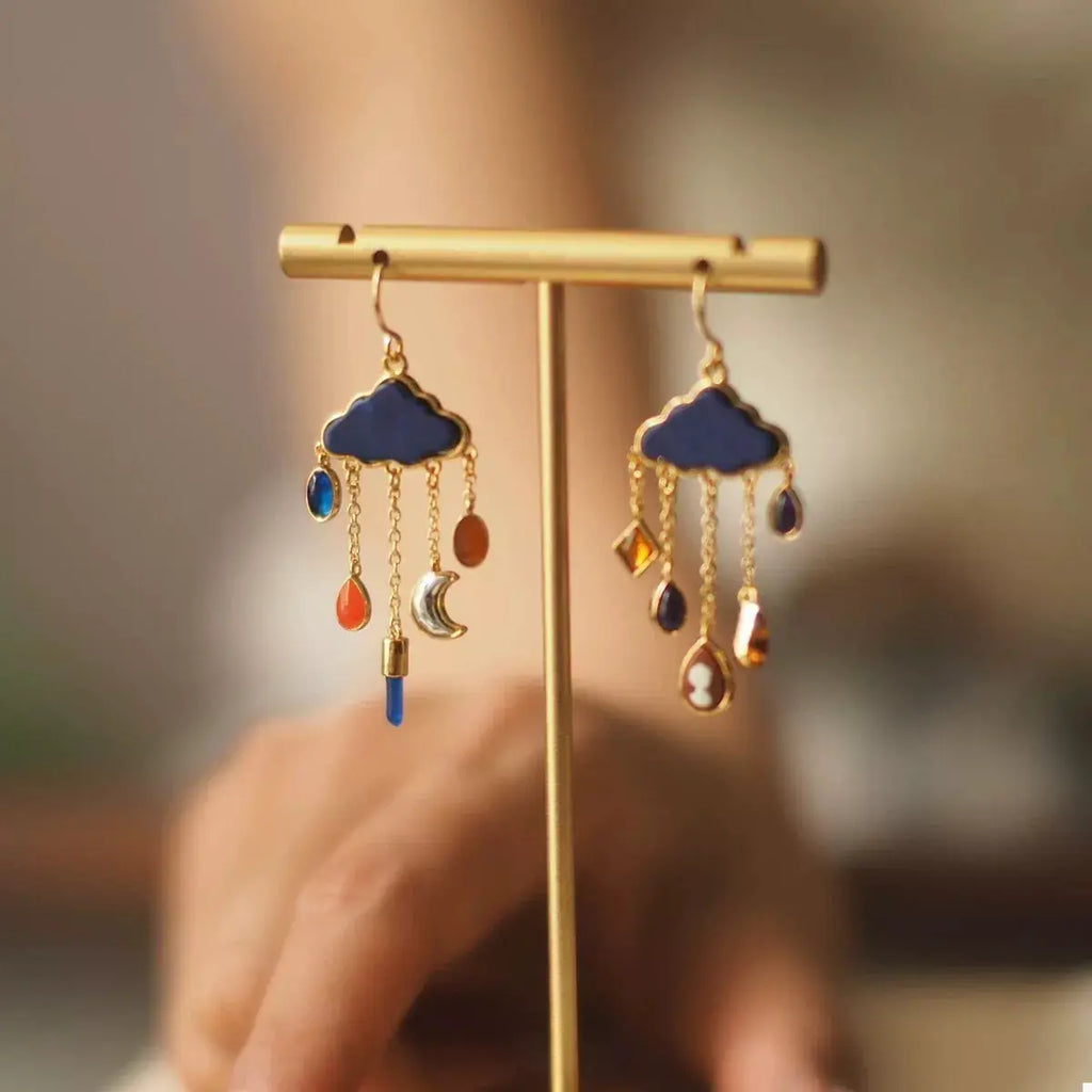 Cloud Dangle Earrings with Colorful Charms by Trendsi