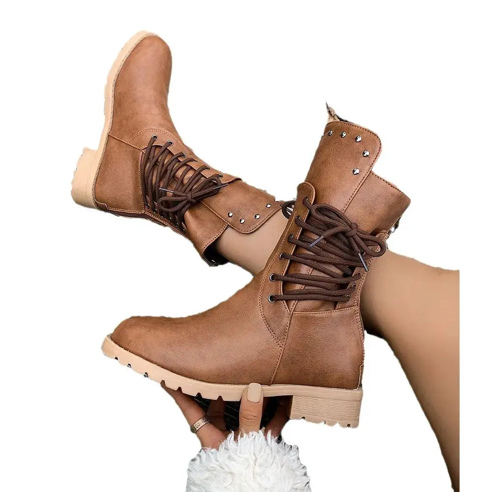 Round Toe Platform Boots by Trendsi