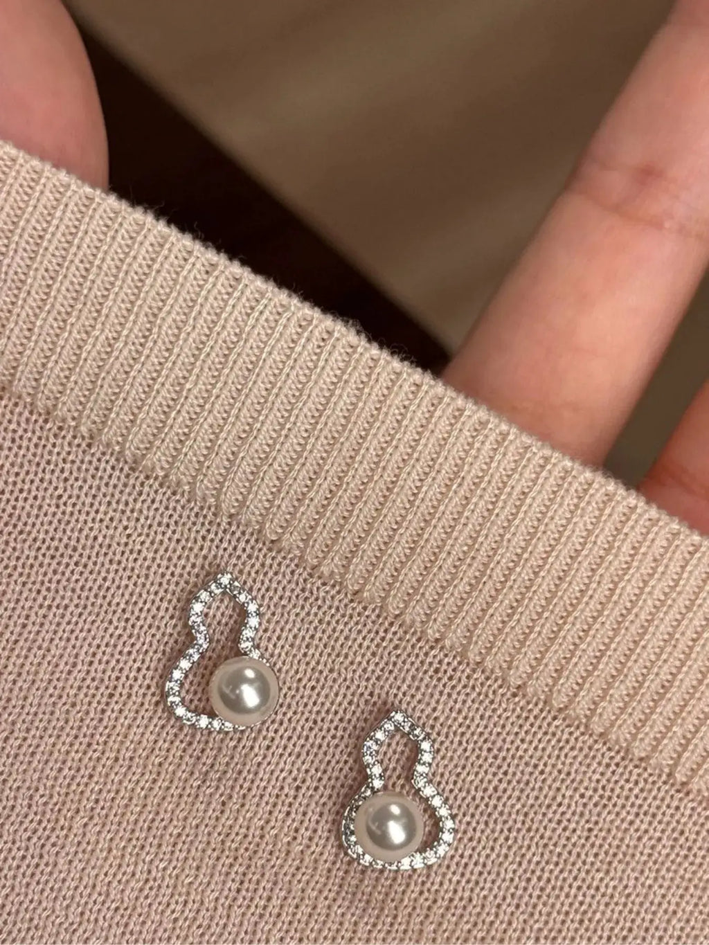 Pearl Gourd Stud Earrings by Trendsi