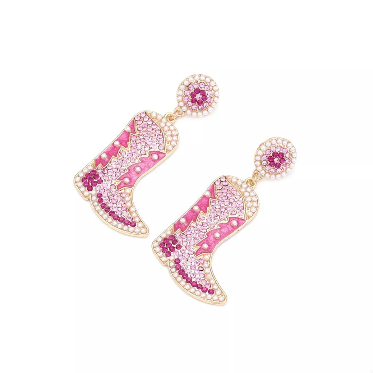 Rhinestone Cowboy Boot Dangle Earrings by Trendsi