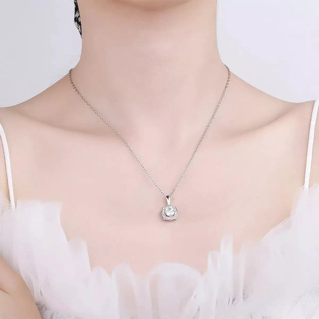 1 Carat Moissanite 925 Sterling Silver Necklace by Trendsi