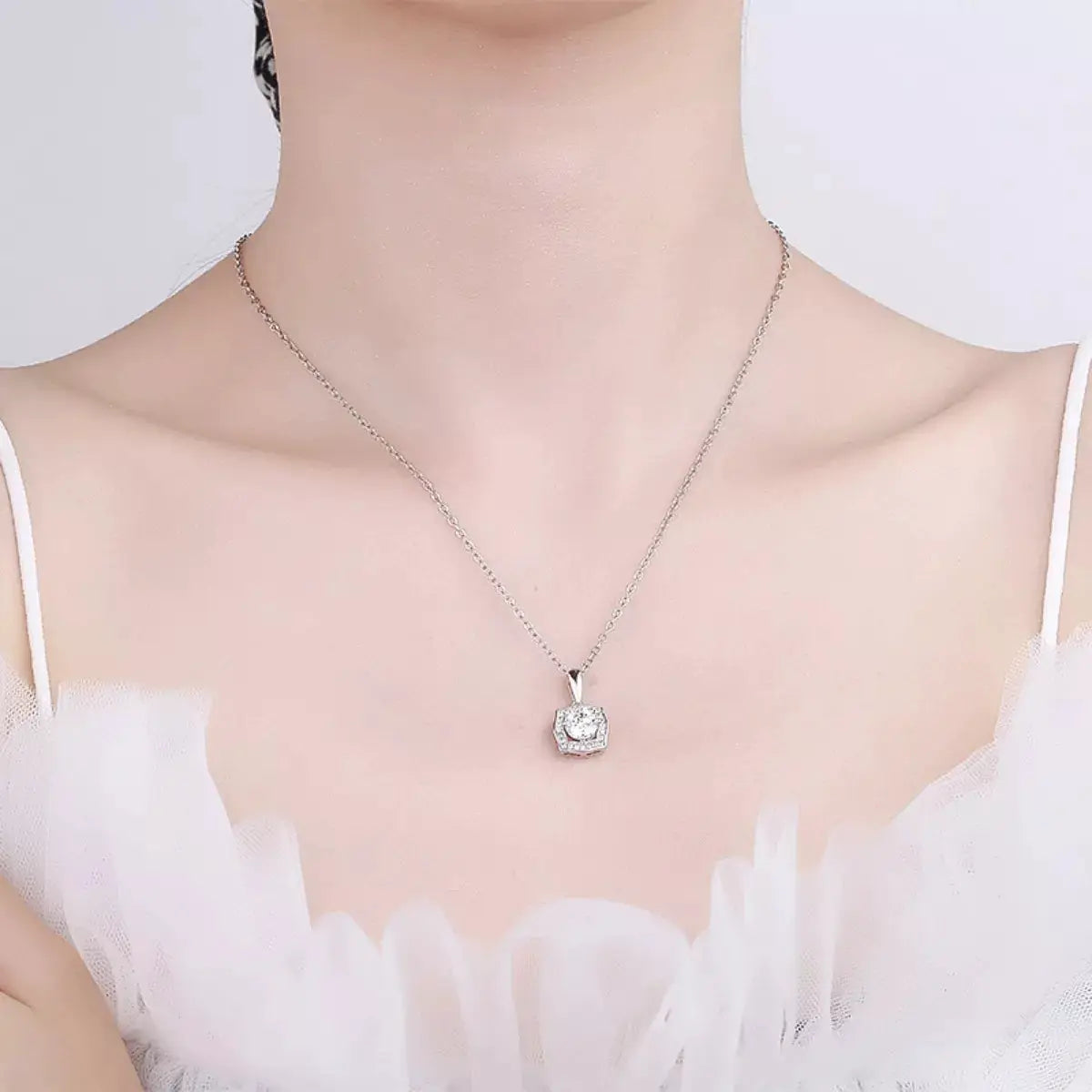1 Carat Moissanite 925 Sterling Silver Necklace by Trendsi