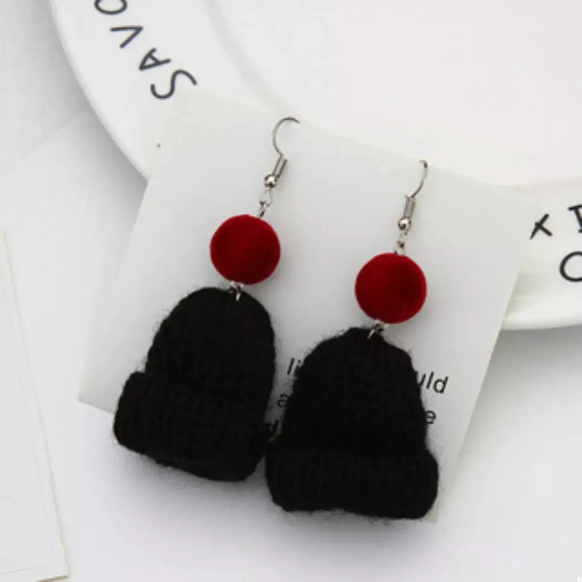 Christmas Knitted Beanie Earrings by Trendsi
