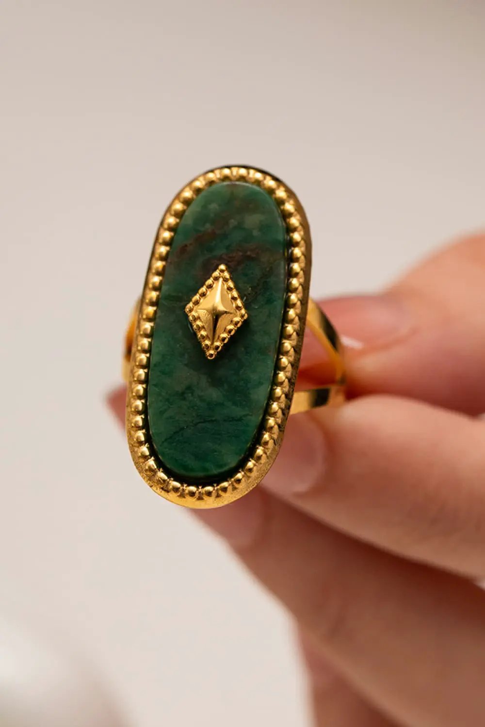 Natural Stone Copper Ring by Trendsi