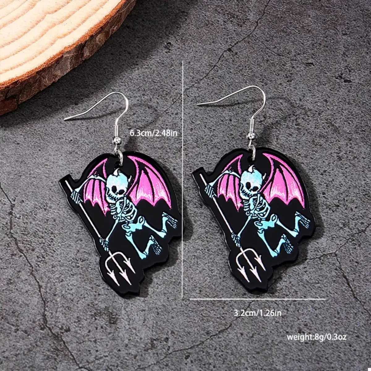 Halloween Spooky Skeleton Devil Wing Dangle Earrings by Trendsi