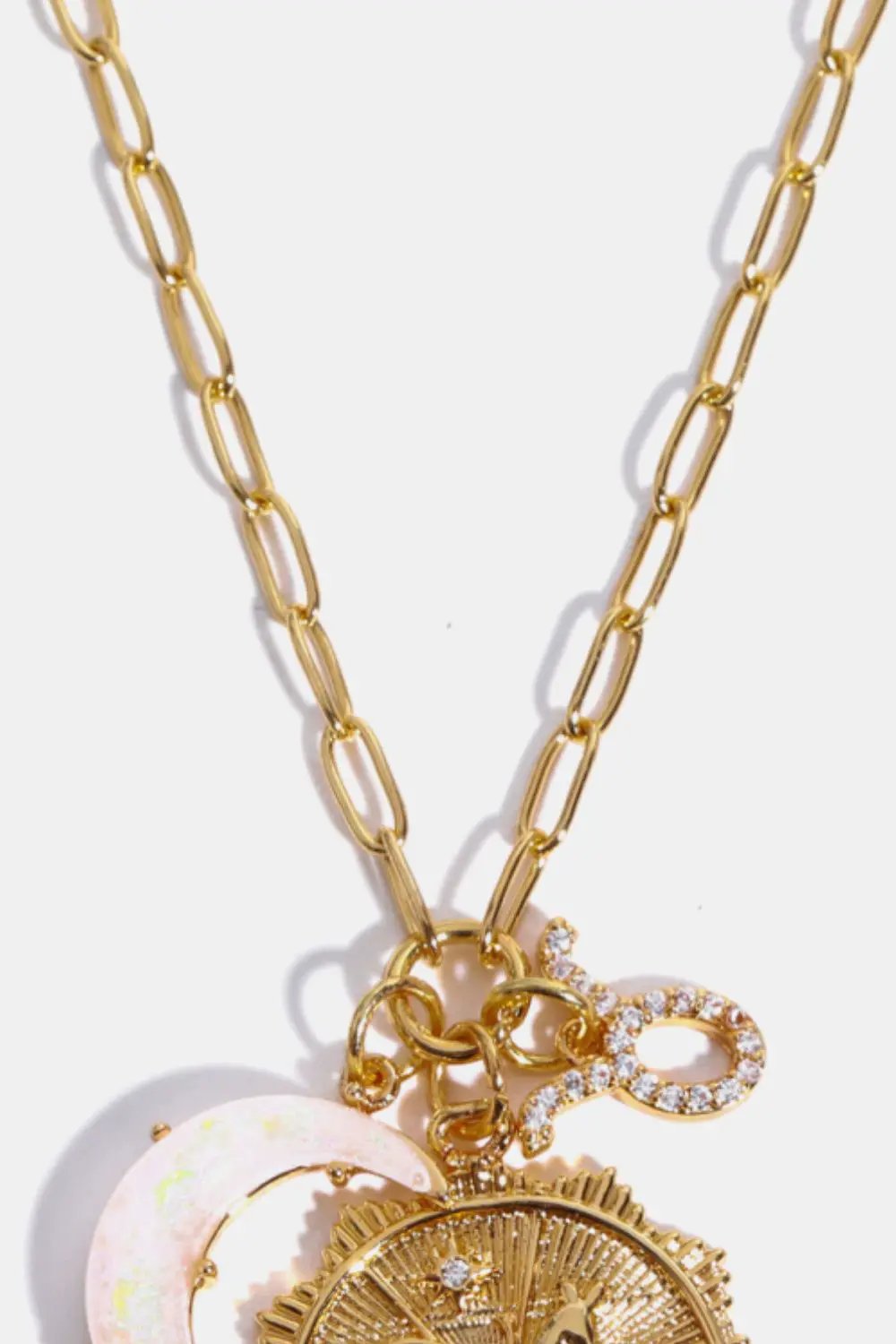 Constellation and Moon Pendant Copper Necklace by Trendsi