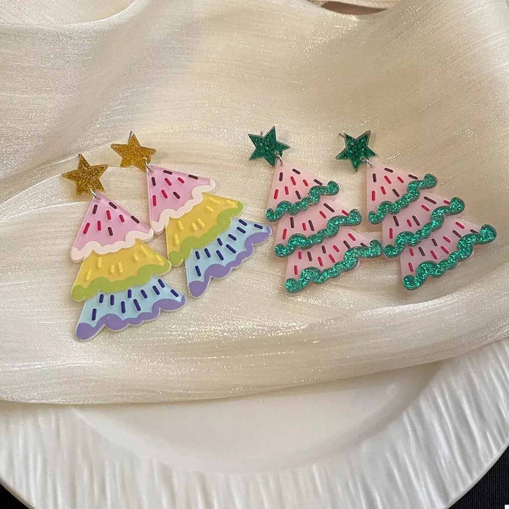 Christmas Tree Dangle Earrings by Trendsi
